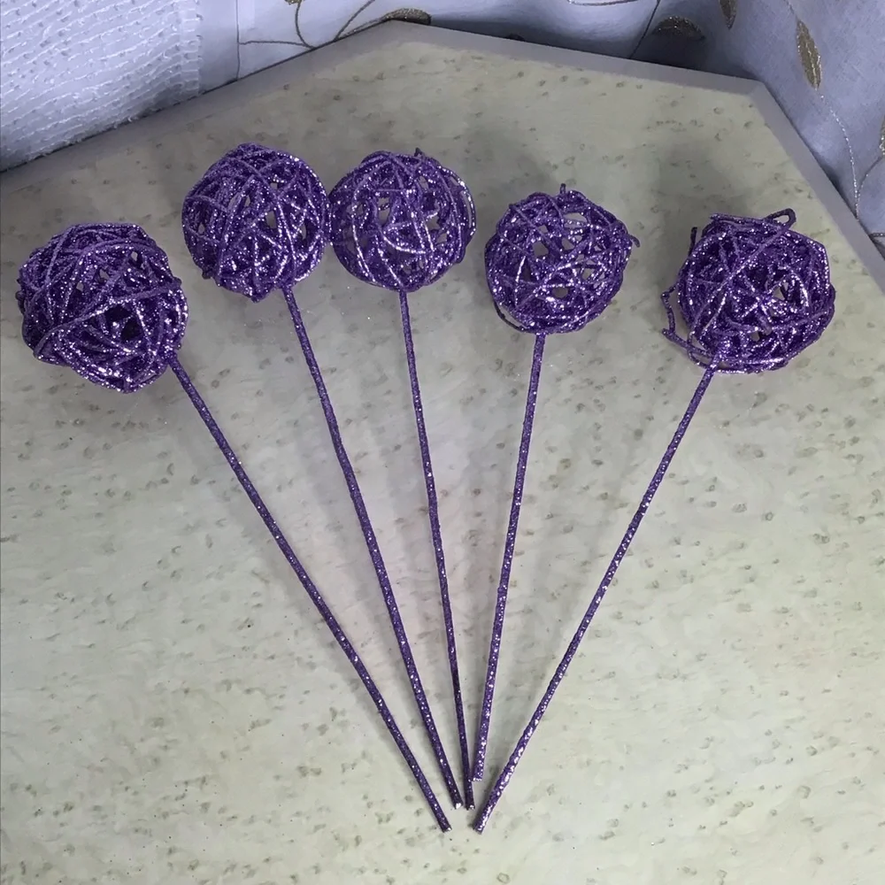 Purple Glitter Vase Decorative Sticks